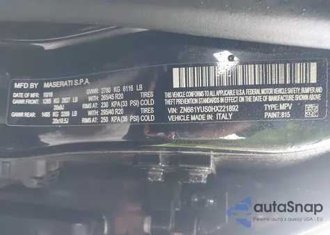 2017 Maserati Levante S from USA, damaged, VIN ZN661YUS0HX221892